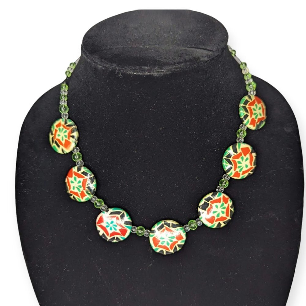 Colorful Flat Round Beaded Necklace